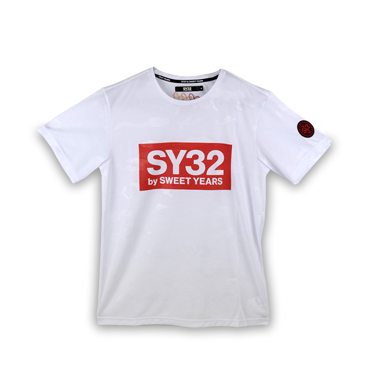 SY32コラボ エンボスカモ ボックスロゴTシャツ(ホワイト)