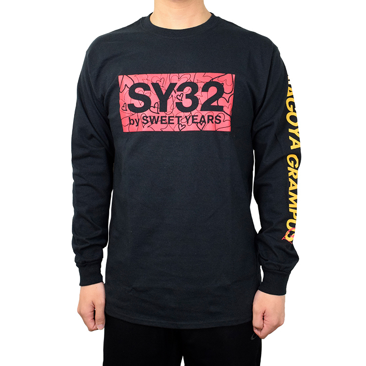 SY32コラボ ハートボックスロゴ ロングスリーブTシャツ(ブラック)