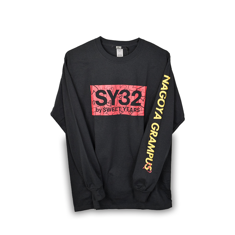 SY32コラボ ハートボックスロゴ ロングスリーブTシャツ(ブラック 