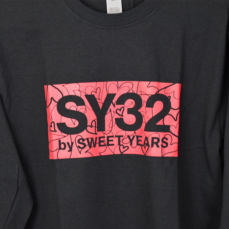 SY32コラボ ハートボックスロゴ ロングスリーブTシャツ(ブラック)